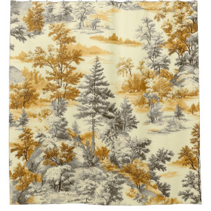 Winter Forest Toile de Jouy Pattern (11) Shower Curtain