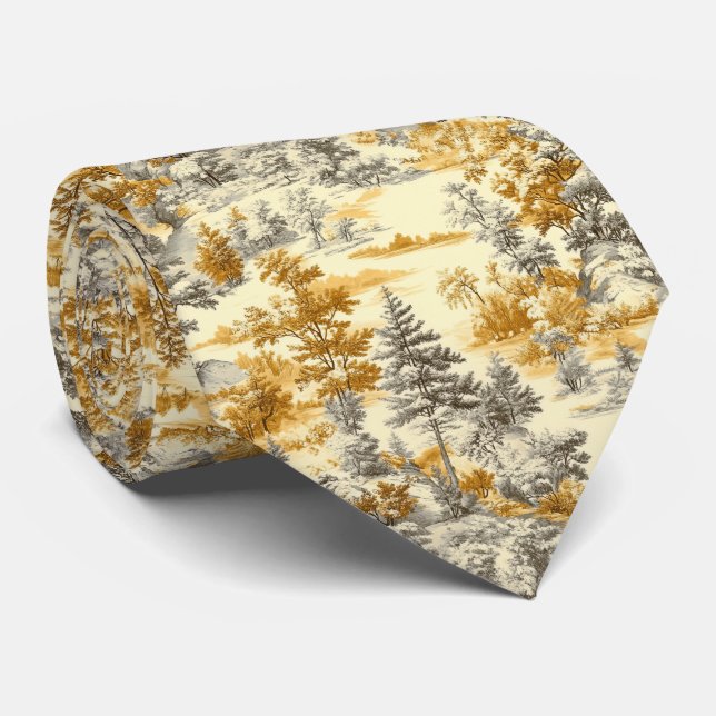 Winter Forest Toile de Jouy Pattern (11) Tie (Rolled)