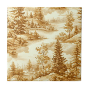 Winter Forest Toile de Jouy Pattern (12) Ceramic Tile