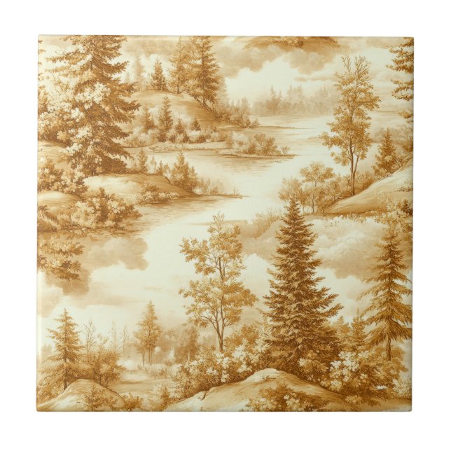 Winter Forest Toile de Jouy Pattern (12) Ceramic Tile (Front)
