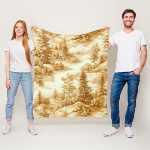 Winter Forest Toile de Jouy Pattern (12) Fleece Blanket