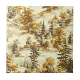 Winter Forest Toile de Jouy Pattern (13) Ceramic Tile
