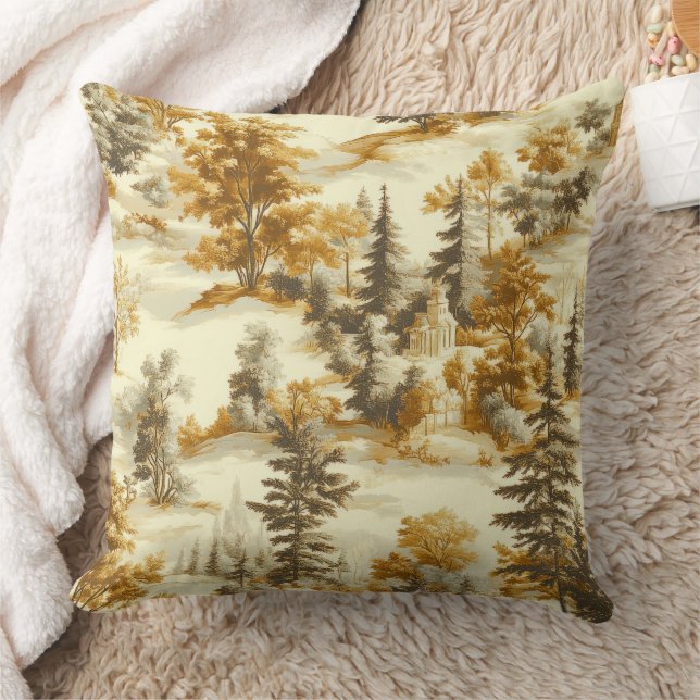 Winter Forest Toile de Jouy Pattern (13) Cushion (Blanket)