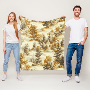 Winter Forest Toile de Jouy Pattern (13) Fleece Blanket