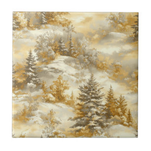 Winter Forest Toile de Jouy Pattern (1) Ceramic Tile