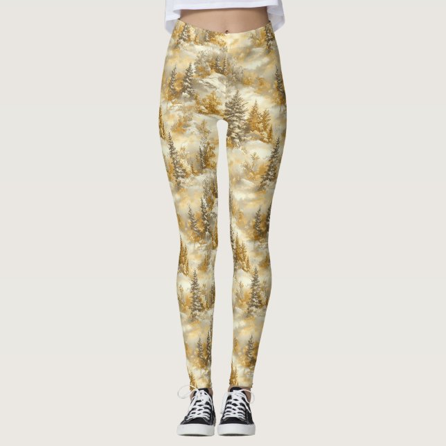 Winter Forest Toile de Jouy Pattern (1) Leggings (Front)