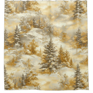 Winter Forest Toile de Jouy Pattern (1) Shower Curtain