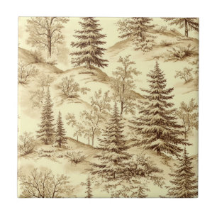 Winter Forest Toile de Jouy Pattern (2) Ceramic Tile