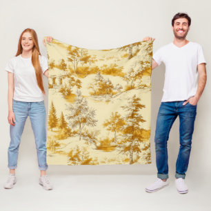 Winter Forest Toile de Jouy Pattern (3) Fleece Blanket