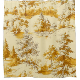 Winter Forest Toile de Jouy Pattern (3) Shower Curtain