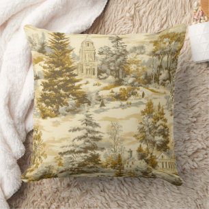 Winter Forest Toile de Jouy Pattern (4) Cushion