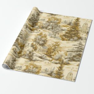 Winter Forest Toile de Jouy Pattern (4) Wrapping Paper
