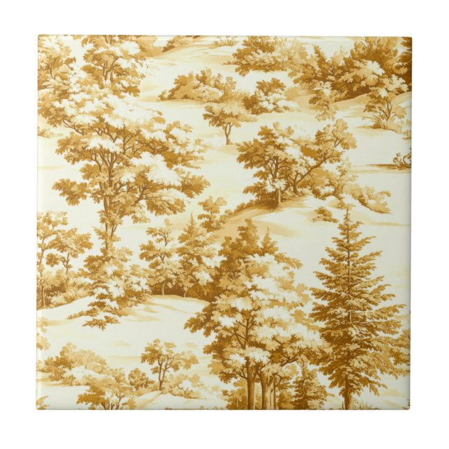 Winter Forest Toile de Jouy Pattern (5) Ceramic Tile (Front)