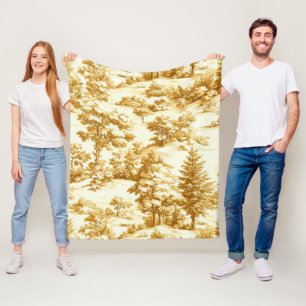 Winter Forest Toile de Jouy Pattern (5) Fleece Blanket