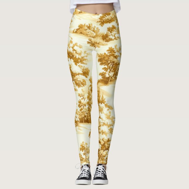 Winter Forest Toile de Jouy Pattern (5) Leggings (Front)
