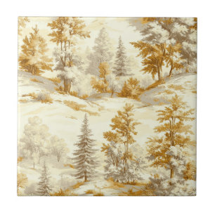 Winter Forest Toile de Jouy Pattern (6) Ceramic Tile