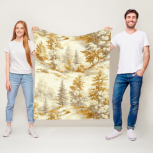 Winter Forest Toile de Jouy Pattern (6) Fleece Blanket