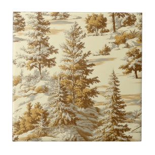 Winter Forest Toile de Jouy Pattern (7) Ceramic Tile