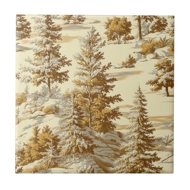 Winter Forest Toile de Jouy Pattern (7) Ceramic Tile (Front)
