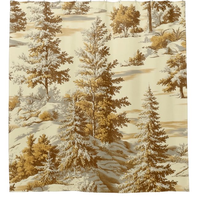 Winter Forest Toile de Jouy Pattern (7) Shower Curtain (Front)