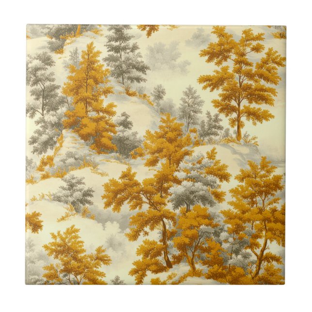 Winter Forest Toile de Jouy Pattern (8) Ceramic Tile (Front)
