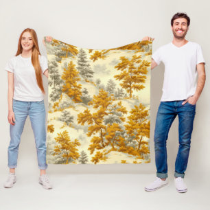 Winter Forest Toile de Jouy Pattern (8) Fleece Blanket