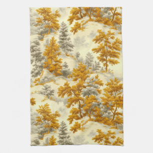 Winter Forest Toile de Jouy Pattern (8) Tea Towel