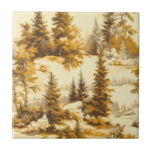 Winter Forest Toile de Jouy Pattern (9) Ceramic Tile