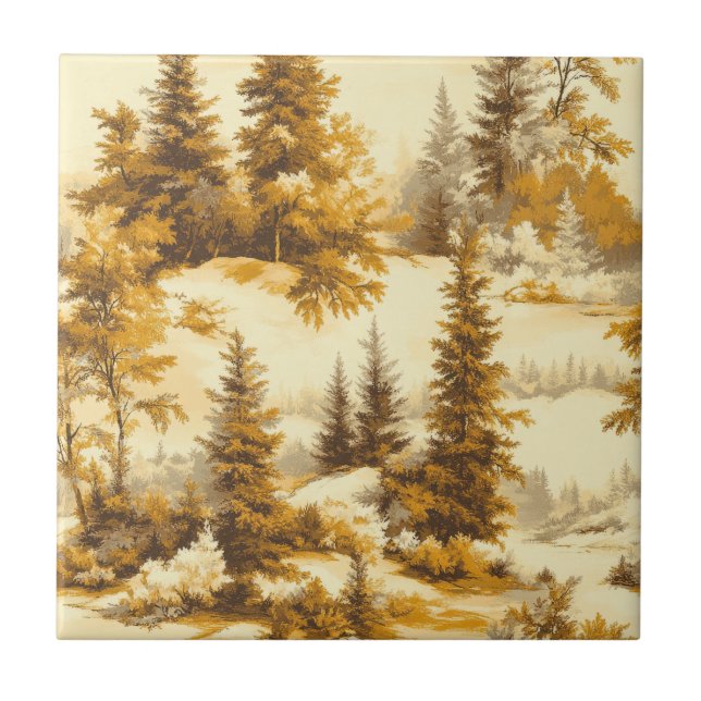Winter Forest Toile de Jouy Pattern (9) Ceramic Tile (Front)