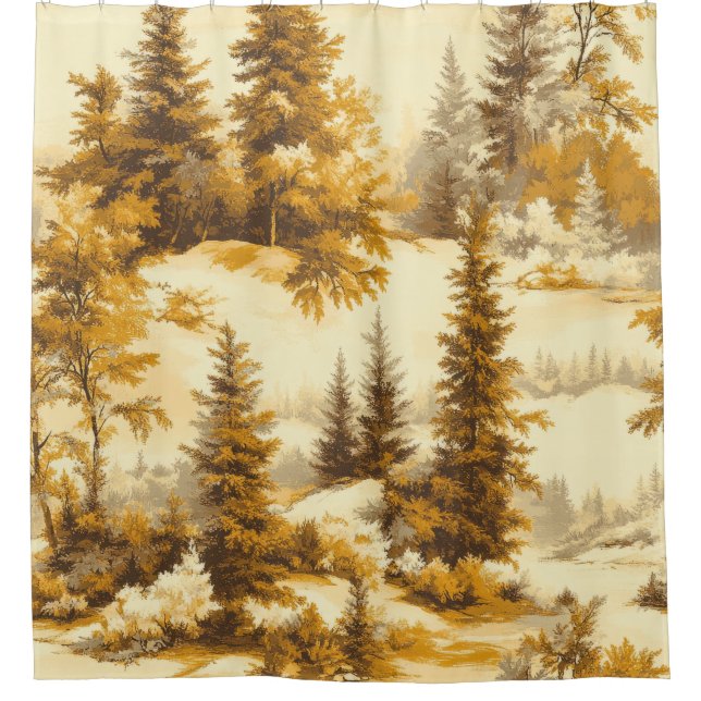 Winter Forest Toile de Jouy Pattern (9) Shower Curtain (Front)