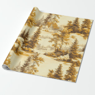 Winter Forest Toile de Jouy Pattern (9) Wrapping Paper