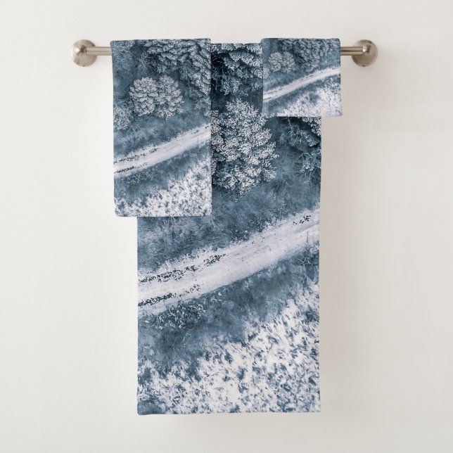 Winter forest trees #20 bath towel set (Insitu)