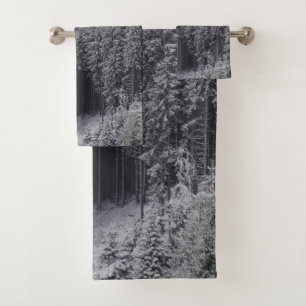 Winter forest trees #7 bath towel set