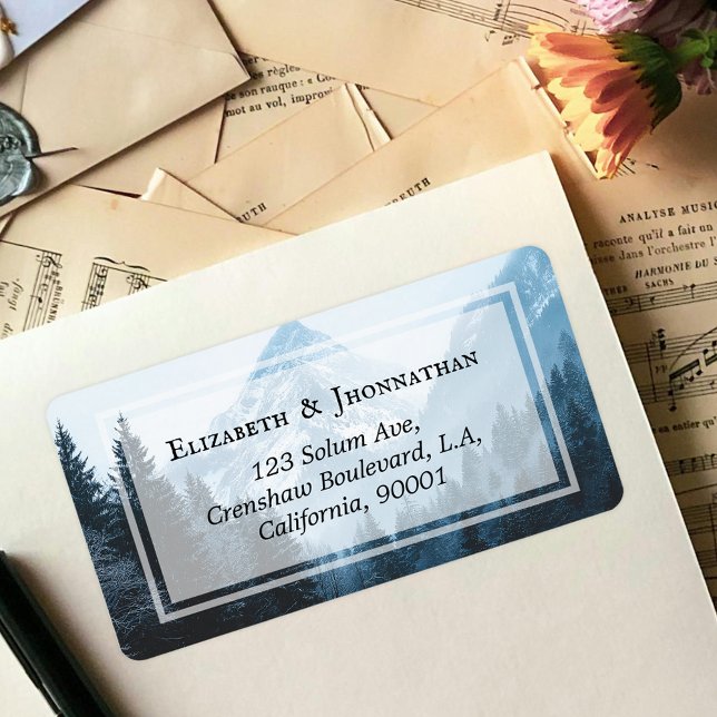 Winter Forest Trees and Mountains Return Address Label (Creator Uploaded)