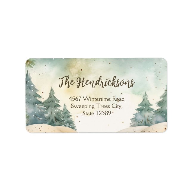 Winter Forest Trees Christmas Address Labels (Front)