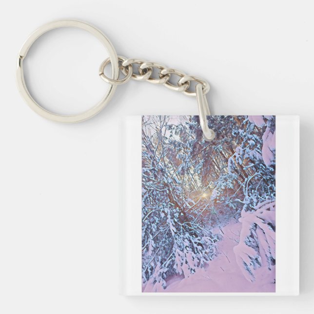 Winter forest view key ring (Front)