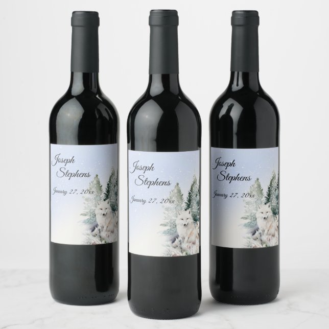 Winter Forest Watercolo Beverage Label Set (Bottles)