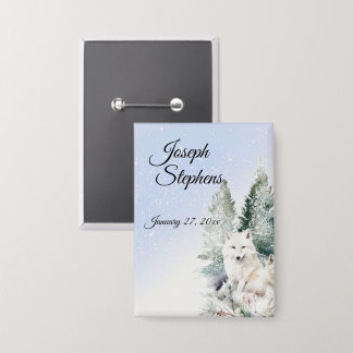 Winter Forest Watercolor Button