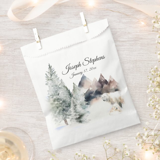 Winter Forest Watercolor Favor Bags (Clipped)