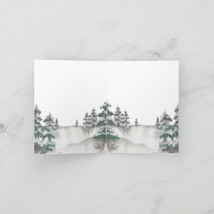 Winter forest watercolor - holiday - handpainted  thank you card