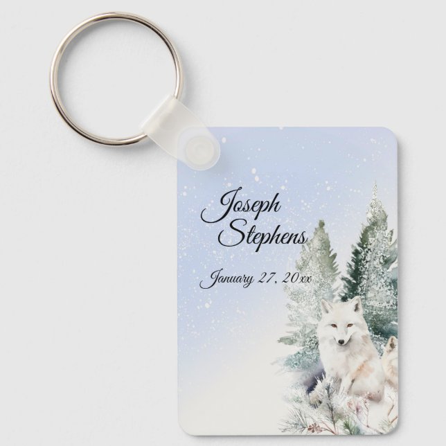 Winter Forest Watercolor Keychain (Front)