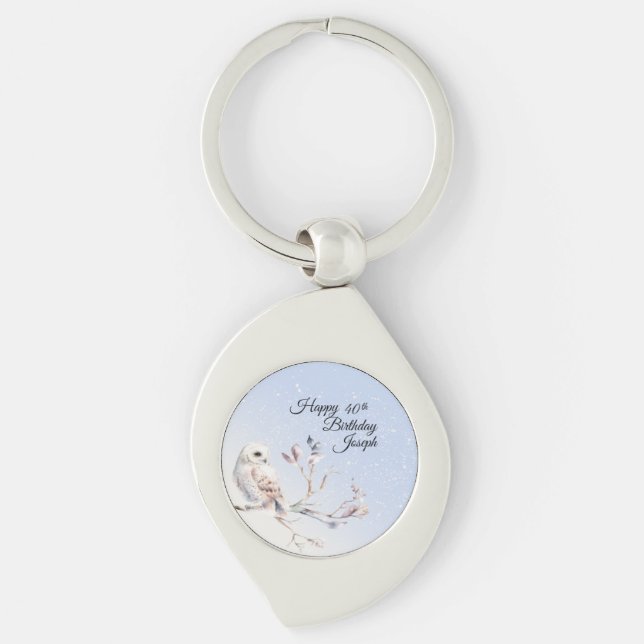 Winter Forest Watercolor Metal Keychain (Front)