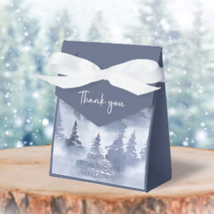 Winter Forest Watercolor Navy Blue Bridal Shower Favour Box