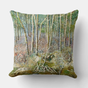 winter forest Watercolor painting Cushion