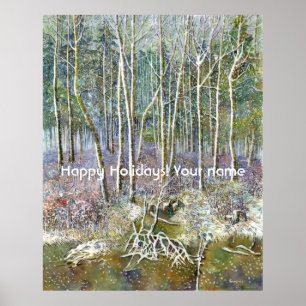 winter forest  Watercolor painting Poster