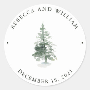Winter Forest   Wedding Classic Round Sticker