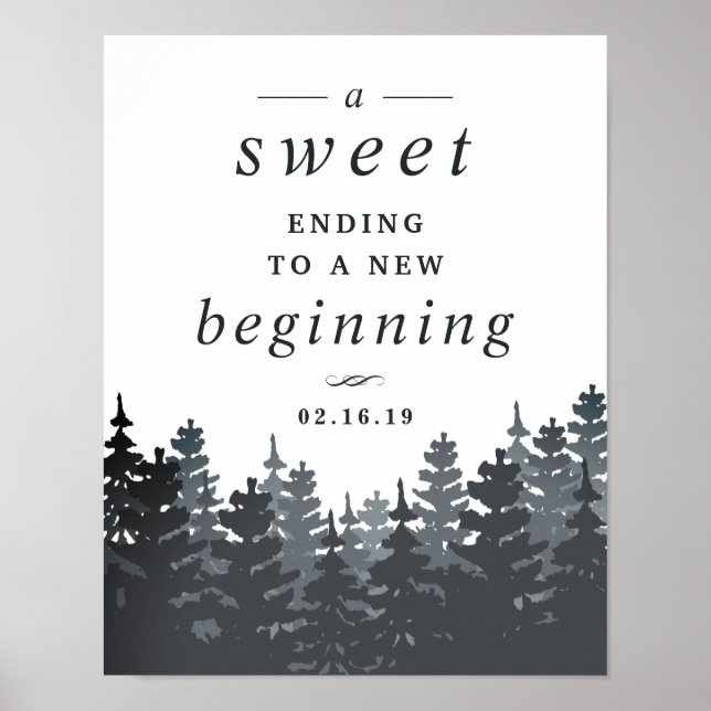 Winter Forest Wedding Dessert Table Sign (Front)