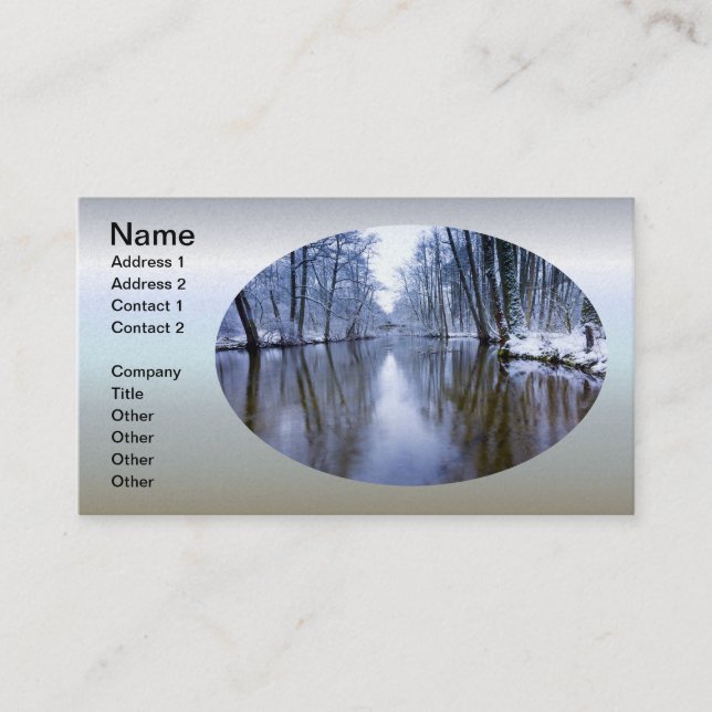 Winter Forest with Beautiful Stream Business Card (Front)