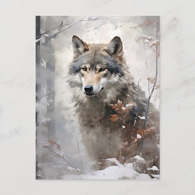Winter Forest Wolf Postcard (Front)