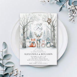 Winter Forest Woodland Animals Coed Baby Shower Invitation